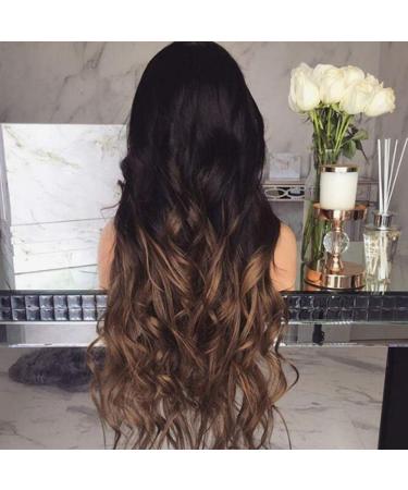 Buy Women's Long Curly Wigs - Ombre Dark Roots Heat Resistant Synthetic Hair - Buy Online on SooperMarket.com