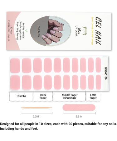 Foyute Semi Cured Gel Nail Strips 20 Pcs Soft Self-Adhesive Gel Nail Polish Wraps Sticker for Salon-Quality Manicure Set Long Lasting Easy to Apply & Remove Nail File & Wooden Stick (Pink B) - Buy Online on SooperMarket.com