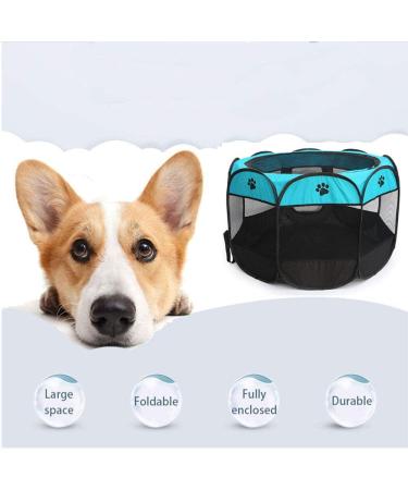 Blumoo Portable Pet Playpen - Indoor/Outdoor Foldable Dog Playpen with Mesh Shade Cover | Travel Dog Play Tent for Puppies/Cats/Rabbits - Blue (S 28x28x18) - Buy Online on SooperMarket.com