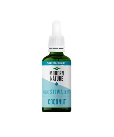 Modern Nature Coconut Flavour Drops - Liquid Stevia Drops Sweetner - Zero Calorie Sugar Free Coffee Syrup Alternative For Flavoured Coffee Protein Powder Yoghurt Tea Vegan Keto Sweetener 50ml 50 ml (Pack of 1)