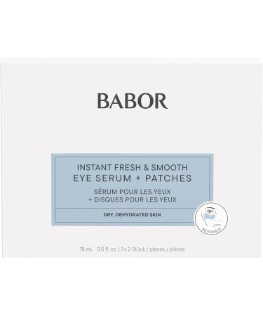 BABOR Instant Fresh & Smooth Eye Serum + Patches | Intensive Moisture & Freshness for a Smooth Eye Area | Eye Serum and Eye Pads (reusable) - 15ml Serum & 2 Eye Pads - Buy Online on SooperMarket.com