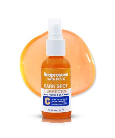 NEOPROSONE Vit C Dark Spot Corrector Gel Cream - 60 ml / 2 fl oz - Skin Brightening Gel to Remove Dark Spots and Restores Even Skin Tone - Anti Aging Moisturizing Cream for Face Elbows Knees Body