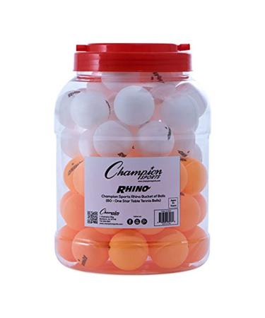 Champion Sports Recreational 1 Star Table Tennis Balls - Multiple Colors Bucket of 60