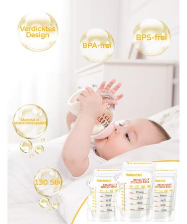 Buy Burnnove 130 BPA-Free Breast Milk Storage Bags - 250ml Double Zipper - Safe & Convenient International Shipping - Buy Online on SooperMarket.com