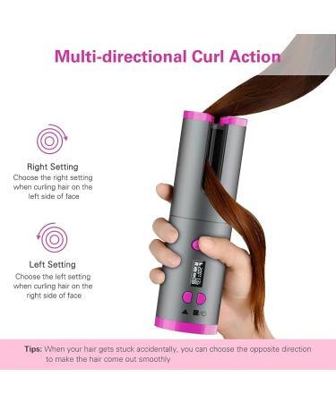 GeRRiT Cordless Automatic Hair Curler Set - Ceramic Wireless Curling Iron Wand Rechargeable & Portable Auto Shut-Off - Perfect for International Shipping - Buy Online on SooperMarket.com
