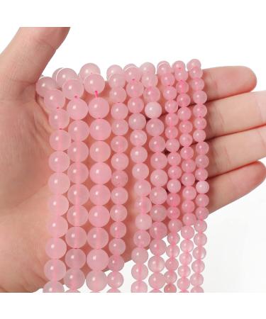 60pcs 6mm Natural Rose Quartz Gemstone Beads Energy Healing Crystal Round Loose Stone Beads for Jewelry Making, DIY Bracelets Necklaces Rose Quartz 6mm