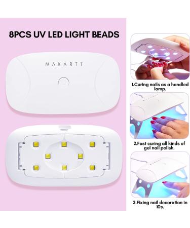 Makartt 8W LED Mini Nail Lamp | UV Nail Dryer with Timer and USB | Gel Nail Polish Light for Travel | White - Buy Online on SooperMarket.com
