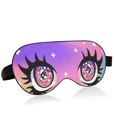 Haskirky Light Blocking Eye Mask Breathable and Adjustable Adult Men and Women Travel on Business Trips Yoga Meditation Light Smooth Comfortable Eye Mask Office Deep Sleep Goodies Anime Eyes Gradie
