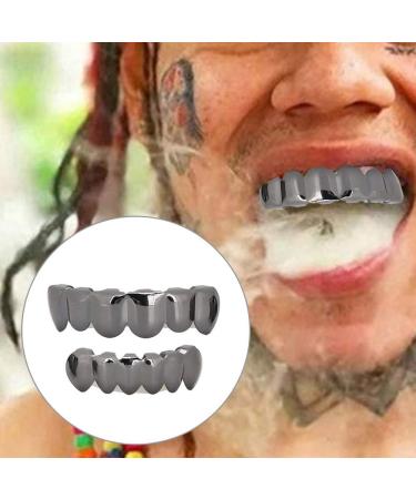 Shiny Teeth Hip Hop Prop Teeth Accessory Halloween Party & Hip Hop Fashion Brass Material Silicone Grooves Tweezers Fashionable & Luxury Appearance (Glossy black suit (real Glossy Black Suit (Real Gold Plating) - Buy Online on SooperMarket.com