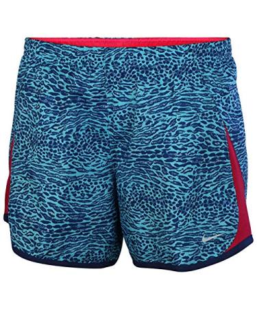 Nike Big Girls' (7-16) Dri-Fit 5K Printed Running Shorts-Light Blue-Large