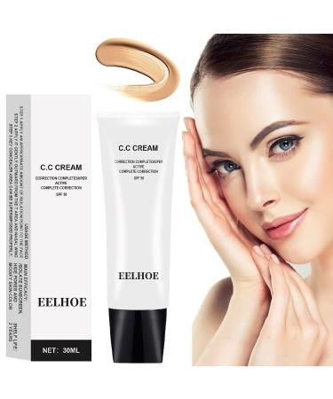 Skin Tone Adjusting CC Cream SPF 50, CC Cream Colour Correcting Self Adjusting for Mature Skin Full-Coverage Foundation, Pre-makeup Primer Moisturizing Skin Concealer Brightening Skin Tone-Natural Colo natural color