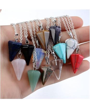 Crystal Decoration Fashion Natural Reiki Pendant Crystal Amulet Gemstone Hexagon Pyramid Necklace Charm Gift Jewelry Stone (Color : 4) - Buy Online on SooperMarket.com