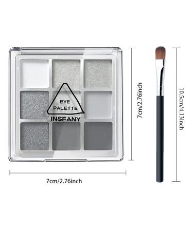 Black Smokey Eyeshadow Palette - 9 Cool Toned Matte Glitter Shades | Long Lasting & Waterproof Makeup for Girls and Women - Silver - Buy Online on SooperMarket.com