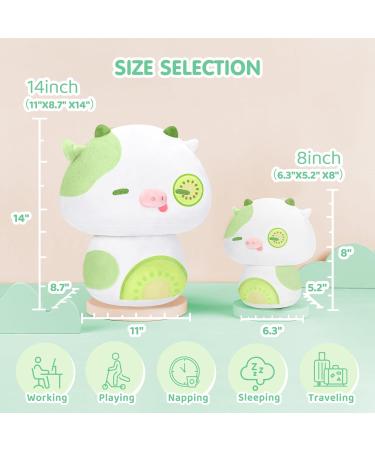 Mewaii 14'' Kiwi Cow Mushroom Pillow - Soft Stuffed Animal Plushie Toy for Kids - Cuddly Green Cow Plush 14 Inch - Buy Online on SooperMarket.com