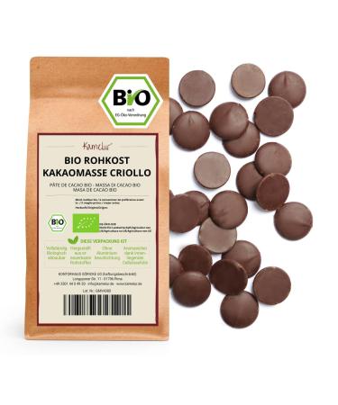 Kamelur 1kg organic cocoa mass made of Criollo cocoa beans - raw food - organic cocoa mass vegan and without additives - biodegradable packaging