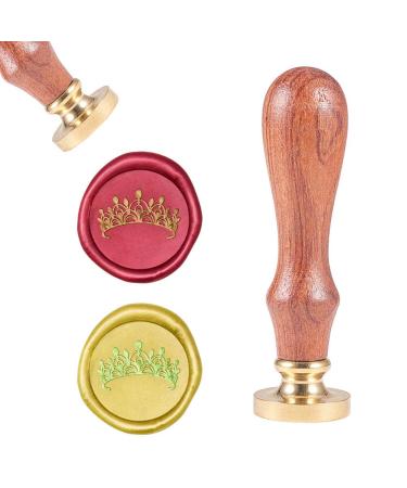 CRASPIRE Wax Seal Stamp Crown Sealing Wax Stamps 25mm Removable Brass Head Sealing Stamp with Wooden Handle for Wedding Invitations Envelope Christmas Thanksgiving Gift Wrap