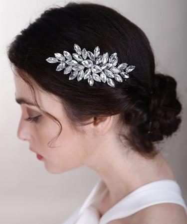Chargances Crystal Bridal Hair Comb Gold Wedding Rhinestonel Hair Side Comb Fashion Hair Clip Handmade Hair Accessories for Bride Wedding Prom Flower Girl Headpieces (Gold)