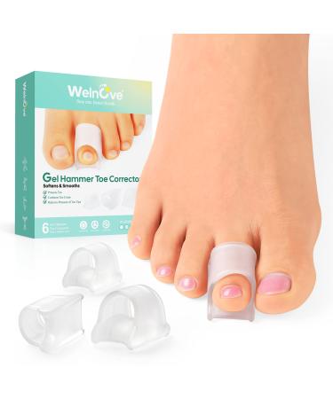 Welnove Toe Separators - Toe Spacer for Hammer Toe - Pinky Toe Straightener for Women Overlapping Toes - Soft Ultra-Light Gel Smooth Surface - 3 Size (Pack of 6)