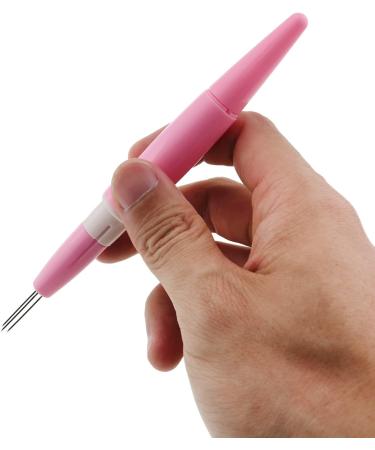 Needle Felting Pen MTQY Pink Pen Style Tool with 3 Needles | Wool Felt Poke Embroidery Punch Acupuncture Needle - Buy Online on SooperMarket.com