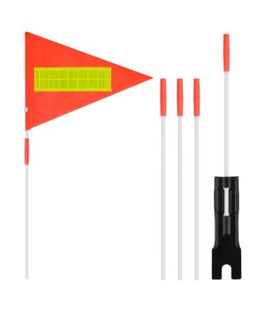 GREVOSEA 1 piece of reflective bicycle flag 4 ft pennant reflecting bike safety flags with 5 pieces rod bicycle flag high visibility bike flag for children outdoors