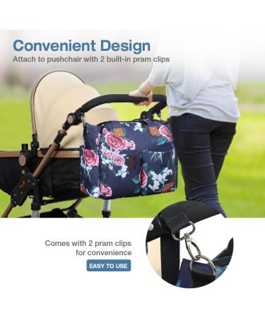 Lekebaby Large Baby Changing Bag with Stylish Rose & Flower Pattern | Nappy Bag for Mom & Dad with Changing Mat - Buy Online on SooperMarket.com