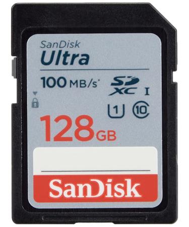 SanDisk 128GB Ultra SDXC UHS-I Memory Card - 100MB/s, C10, U1, Full HD, SD Card - SDSDUNR-128G-GN6IN 128GB Memory Card