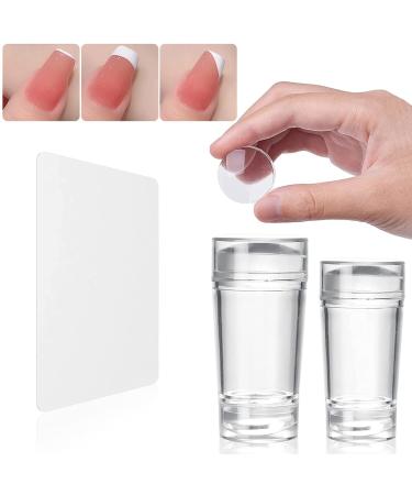 2 pieces of nail art stamper with scratches silicone nail stamp transparent soft stamp for French nails tools DIY manicure tools nail stamping stamping tools for manicure tools