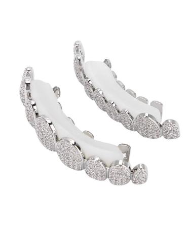 Grillz for Teeth Anggrek Grillz Teeth Set Hip Hop Prop Teeth accessories Decoration for Halloween-Party gifts Grillz for Teeth Single (silver suit)
