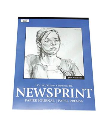 Jack Richeson 100216 Rough Newsprint Pad, 32 lb, 9" x 12" Size, 50 Sheets, 0.4" Height, 9" Width, 12" Length
