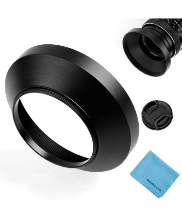 62mm Wide Angle Lens Hood,Universal Metal Lens Hood Sunshade with Centre Pinch Lens Cap for Canon Nikon Sony Pentax Olympus Fuji Camera +Microfiber Cleaning Cloth