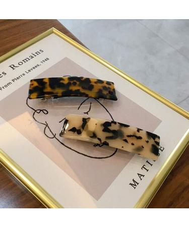 Tortoise Shell Cellulose Acetate Hair Barrettes - French Design 3 Pack - Buy Online on SooperMarket.com