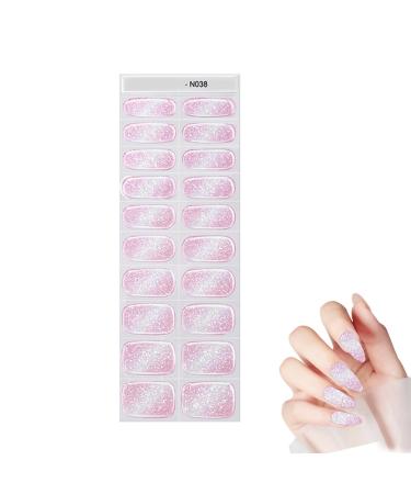 tongfeng Gel Nail Strips Glitter Nail Stickers for Gel Polish Semi Cured Gel Nail Polish Wraps with Nail Light Gel Polish Strips with Nail Lamp Suitable for Manicure Lover N038