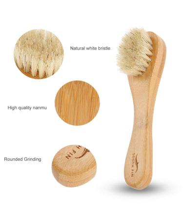 Natural Soft Bristle Face Cleansing and Exfoliating Brush - Wood Handle Facial Scrubber for Men and Women - Buy Online on SooperMarket.com
