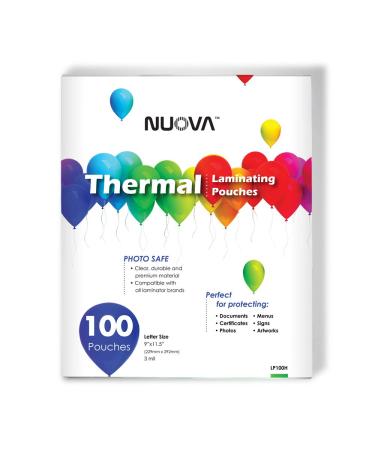 Nuova Premium Thermal Laminating Pouches 9" x 11.5", Letter Size, 3 mil, 100 Pack (LP100H) 100-Pack/3-mil