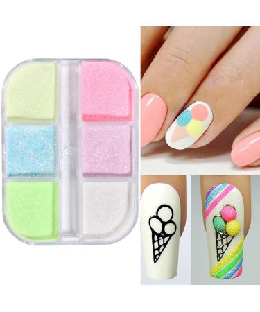 6 Colors Holographic Luminous Nail Powder Glitter Kit - 3D Sparkly Fluorescent Pigments for Acrylic Nails - Mermaid Shinning Glitters for Manicure Tips and Decorations - Buy Online on SooperMarket.com