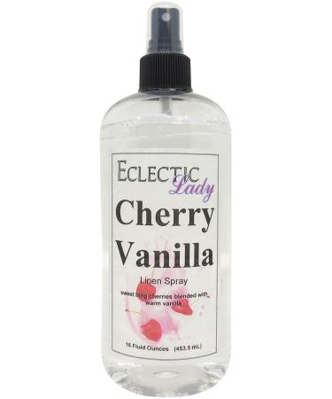 Cherry Vanilla Linen Spray 16 ounces - Eclectic Lady Sheet and Linen Spray - No Artificial Colors Parabens or Preservatives - Long-Lasting Scent for Bed Fabric & Pillow 16 Fluid Ounces