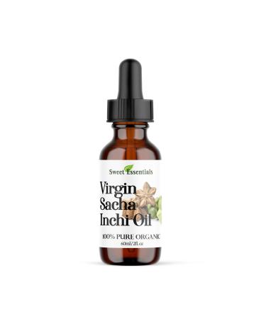 Sweet Essentials Organic Unrefined Sacha Inchi Oil | 2oz Glass Bottle | Imported from Venezuela | 100% Pure | Virgin | Cold-Pressed | Beauty Oil | Natural Moisturizer for Skin Hair and Nails