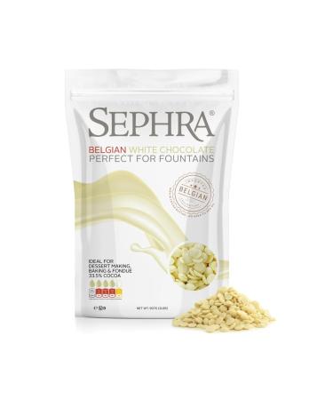 Sephra Belgian Couverture Chocolate Callets/Drops/Chips (White 2.5kg) for Fountains Melting Baking Fondue Chocolate Making Pastries and Desserts - Gluten Free and Halal White 2.5 kg (Pack of 1)
