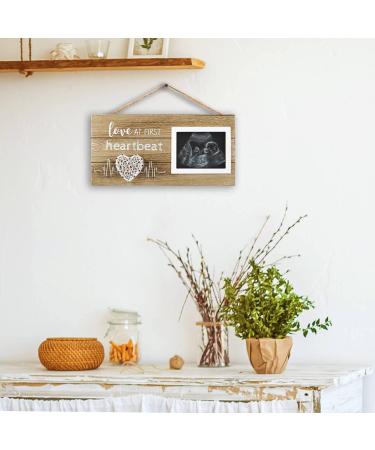 VILIGHT New Mom Gift: Love At First Heartbeat Sonogram Picture Frame - Pregnancy Announcement & Nursery Decor - Fits Standard 4 x 3 Ultrasound Photo - Buy Online on SooperMarket.com