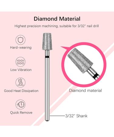 Rolybag Tapered Barrel Cuticle Nail Drill Bits - Coarse Diamond Drill Bits for Electric Cuticle Removal | Professional Manicure Tools 3/32” - Buy Online on SooperMarket.com