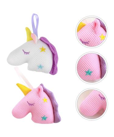 Heallily Unicorn Bath Sponge Pouf Exfoliating Loofah 2pcs for Women Girls - White Pink - Buy Online on SooperMarket.com