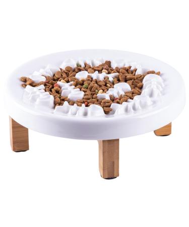 Fatcatjoy Ceramic Cat Bowls Slow Feeder Dog Bowl Elevated Bowl Large Cat Plate Food Bowl Whisker Fatigue Rasied Feeder