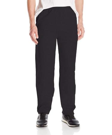 Hanes Men's Sweatpants, EcoSmart Fleece Sweatpants, Cotton-Blend Fleece Sweats, Mid-Weight Straight-Leg Sweatpants for Men Large Black