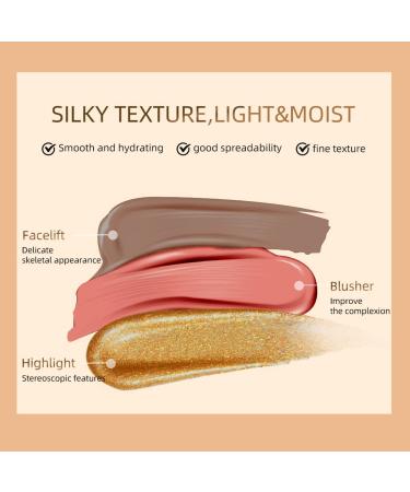 Pakivs 3 Pcs Cream Contour Sticks with Cushion Applicator - Waterproof 3-in-1 Contour, Highlighter & Blush Pen Set for Easy 3D Face Makeup - Buy Online on SooperMarket.com