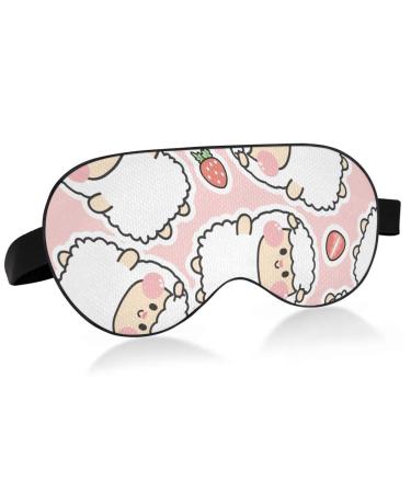 Haskirky Light Blocking Eye Mask Breathable and Adjustable Adult Men and Women Travel on Business Trips Yoga Meditation Light Smooth Comfortable Eye Mask Office Deep Sleep Goodies Sheep with Strawb