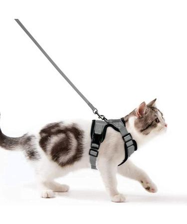 Cat dishes with a leash breakproof cat leash set adjustable soft kitten vest with reflective stripes breast dishes for small kittens (gray xs) gray XS