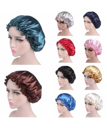 Women Satin Silk Sleeping Hat - Black Shower Cap for Lady Night Hair Care - Buy Online on SooperMarket.com