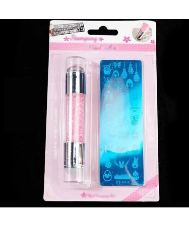 Nail Art Stamping Tool Kit Nail Stamping Plates Nail Art Stamper included Double Head Polish Print Template Silicone Stampers For Beauty Nail Art DIY- Nails Seal Mold Nail Stamp Plate Pink 03 pink - Buy Online on SooperMarket.com