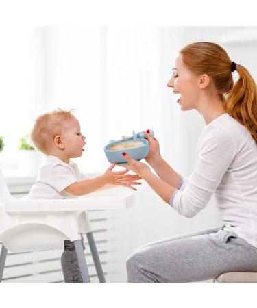 Lanjue Silicone Suction Bowl Set for Baby Toddler | BPA Free Non Slip Weaning Bowl with Spoon & Fork | Blue - Buy Online on SooperMarket.com