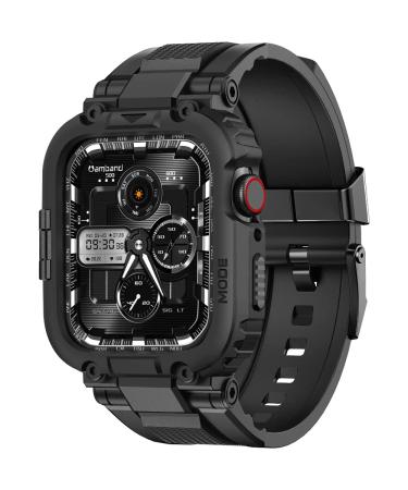 amBand Bands Compatible with Apple Watch 8/7 45mm M1 Sport Series Rugged Case with Strap Protective Cover for iWatch 6/SE/5/4/3 42/44/45mm Men Black Black 42/44/45mm